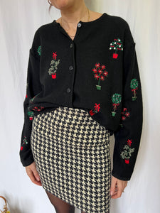 Cardigan nero alberelli