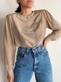 Camicia di seta a righe con colletto