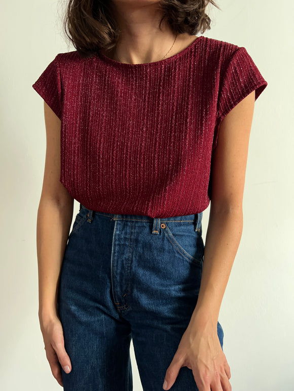 Maglietta bordeaux lurex