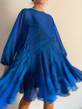 Abito corto con cintura bluette semitrasparente