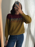 Maglione senape e bordeaux