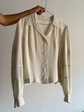 Camicia di seta panna mini fantasia