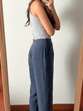 Pantalone blu pura seta