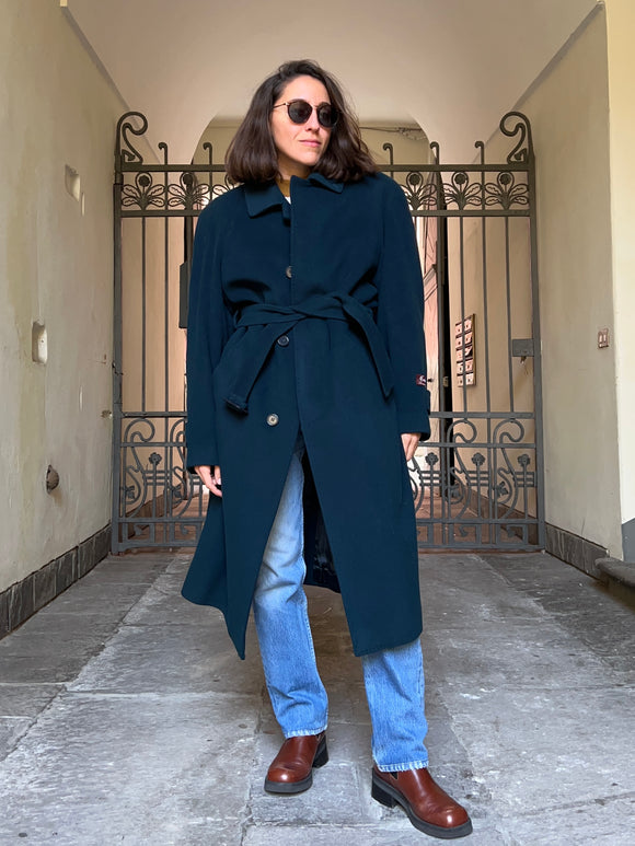 Cappotto petrolio lana e cachemire