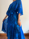 Abito lungo con cintura bluette
