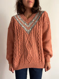 Maglione intrecciato salmone