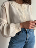 Camicia di seta panna con colletto