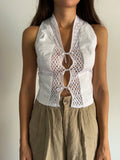 Camicia bianca smanicata con laccetti