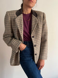 Blazer pied de poule con dettagli in velluto