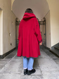 Cappotto Loden bordeaux con cappuccio