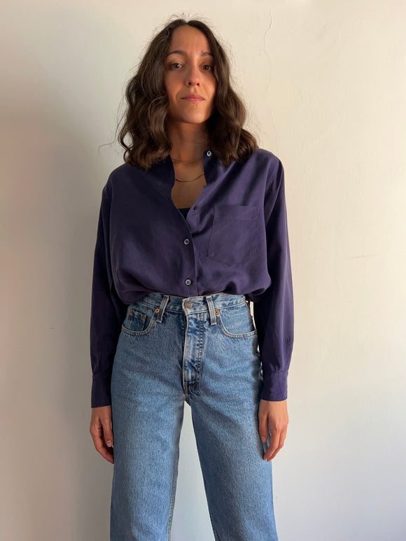 Camicia di seta viola