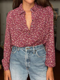Camicia bordeaux fiorellini lilla