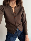 Cardigan marrone pura lana
