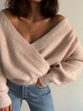 Maglione incrociato rosa