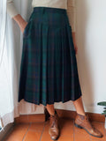 Gonna midi tartan verde e marrone