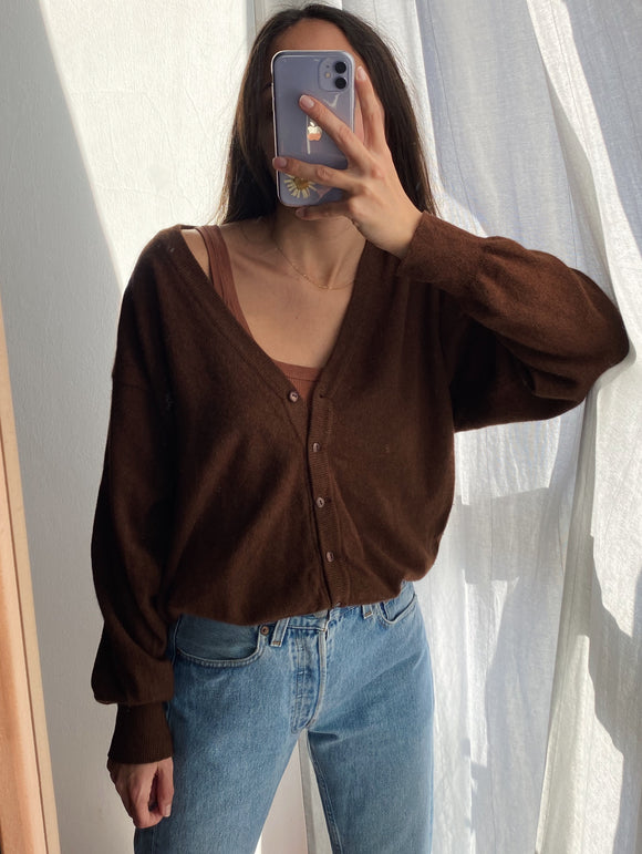 Cardigan marrone angora
