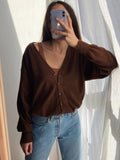 Cardigan marrone angora