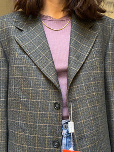 Blazer maschile petrolio quadretto beige