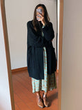 PRE ORDINE • Maxi cardigan intrecciato con cintura nero