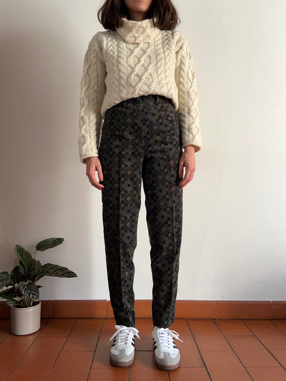 Pantalone di velluto fantasia cravatta