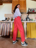Pantaloni rosso chiaro con incrocio