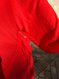Abito lungo con cintura crepe rosso corallo