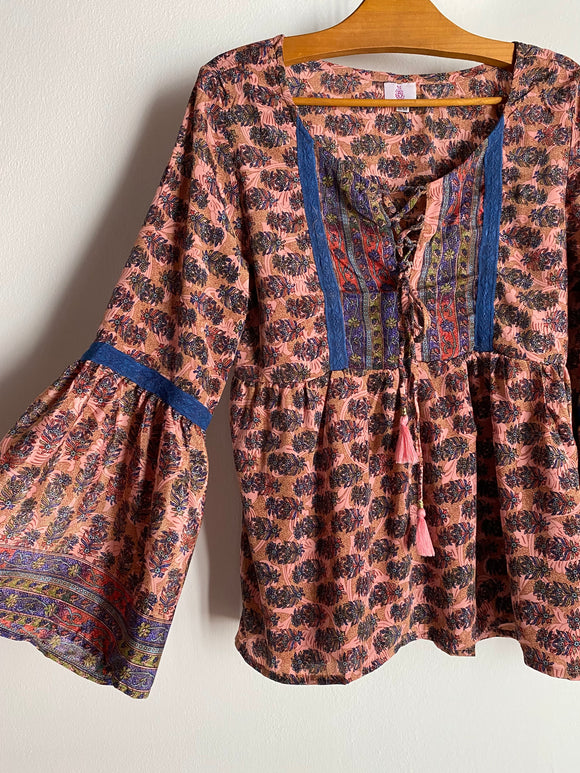 Camicia bohémienne rosa