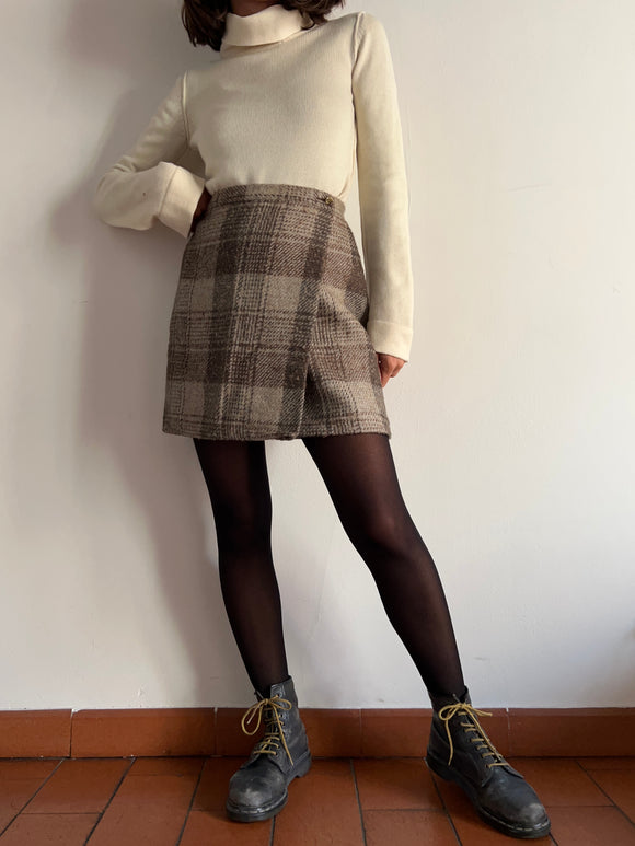 Gonna portafoglio tartan beige