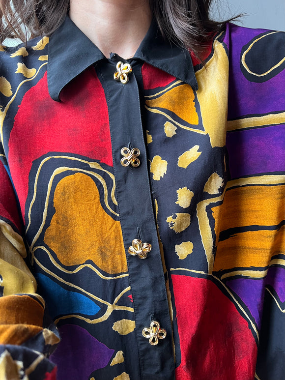 Camicia multicolor con bottoni dorati