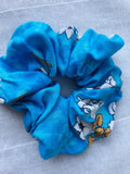 Scrunchie azzurro tessuto vintage
