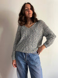 Maglione crochet mélange azzurro