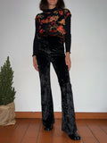 Pantalone a zampa ciniglia nero