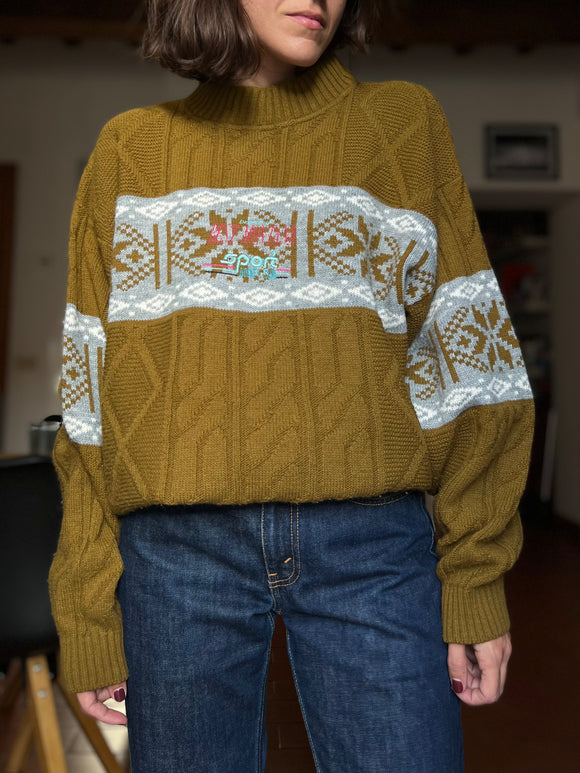 Maglione anni 80 oliva