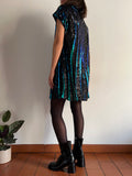 Abito stile 60s paillettes verde e blu