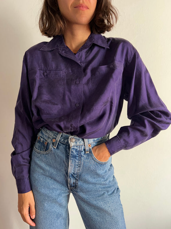 Camicia di seta viola