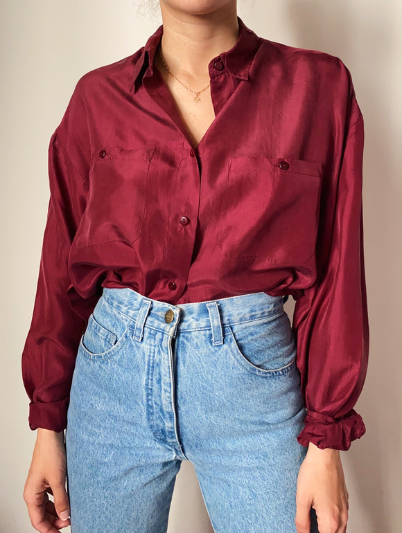 Camicia di seta bordeaux