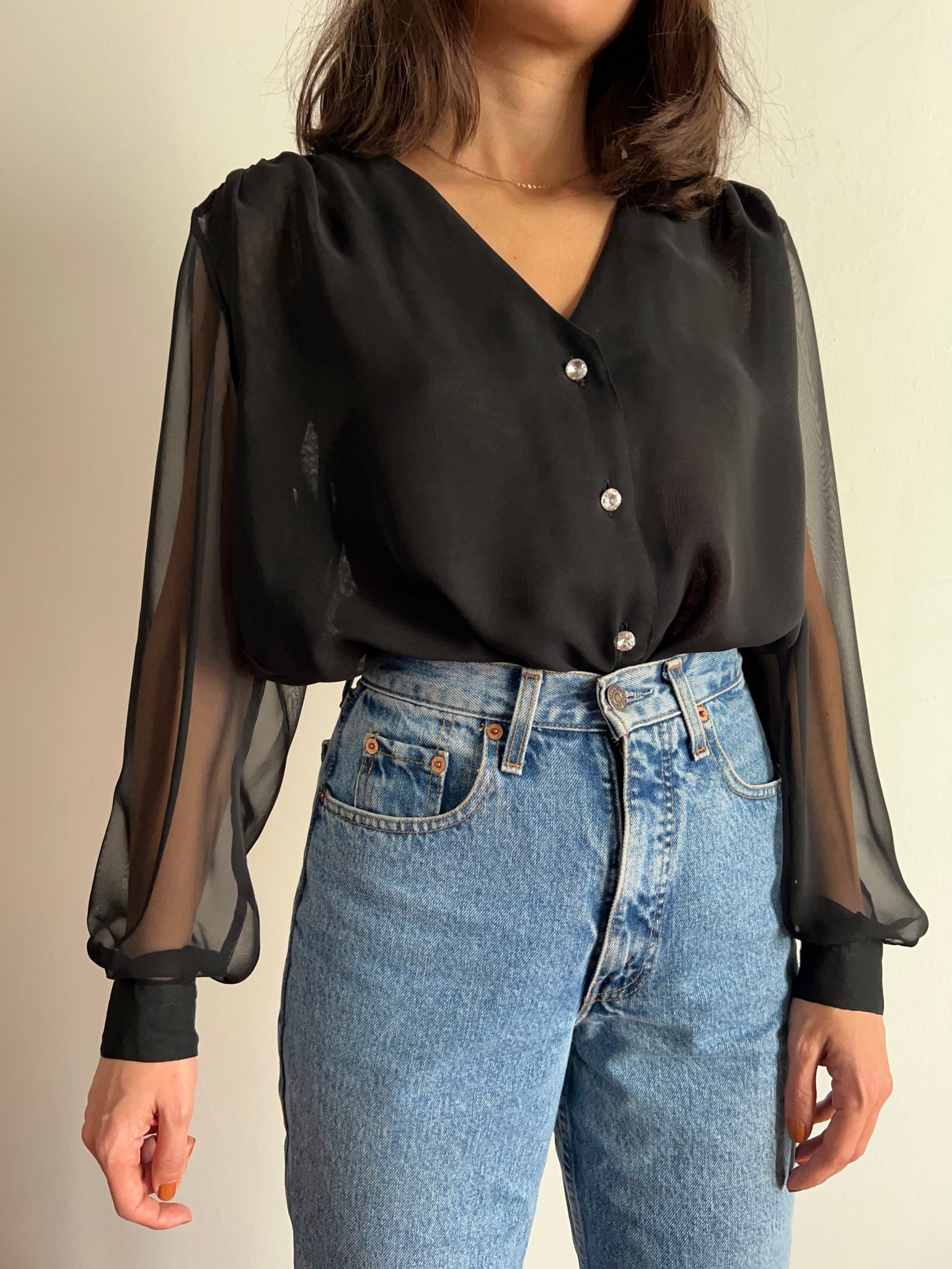Camicia nera trasparente – Celestina Vintage