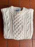 Maglione in lana grossa intrecciato panna