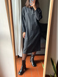 Abito midi grigio di lana