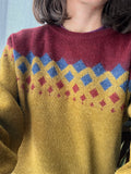 Maglione senape e bordeaux