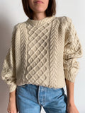 Maglione in lana grossa intrecciata fatto a mano