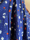 Abito blu margherite e ciliegie