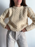 Maglione in lanona panna intrecciato