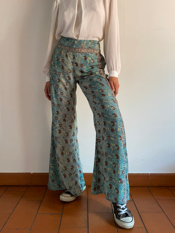 Pantalone indiano flare turchese