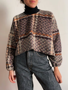 PRE ORDINE • Maglione corto in lana intrecciata a quadri