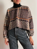 PRE ORDINE • Maglione corto in lana intrecciata a quadri