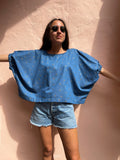 Blusa oversize denim luccicante
