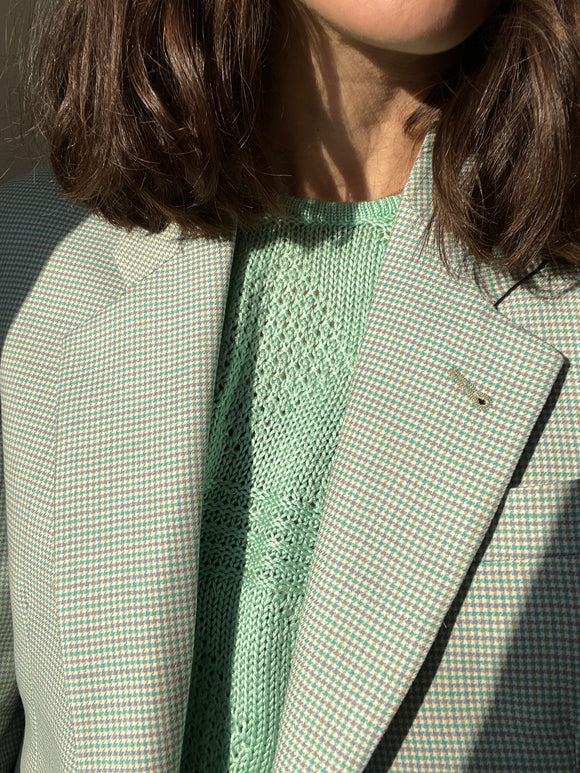 Blazer pied de poule verde acqua