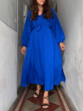 Abito lungo con cintura bluette