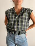 Camicia Gilbi estate a quadri blu e verdi